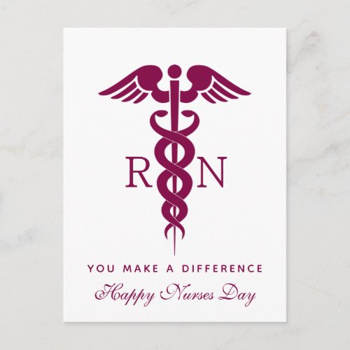 Red Red Caduceus Nurse Medical Symbol Postcard