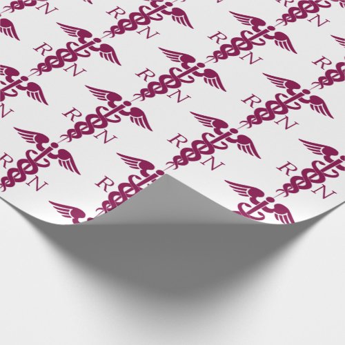 Red Red Caduceus Nurse Medical Symbol Wrapping Paper