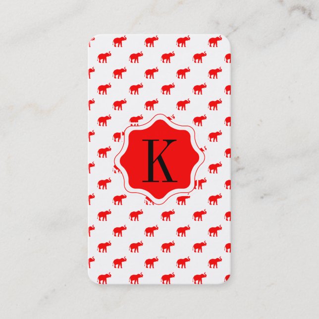 Red Red Elephant pattern Business Card (Front)