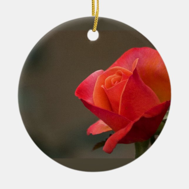 Red, Red Flower Ceramic Ornament (Front)