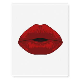 RED RED LIPS KISS head on.png Temporary Tattoos