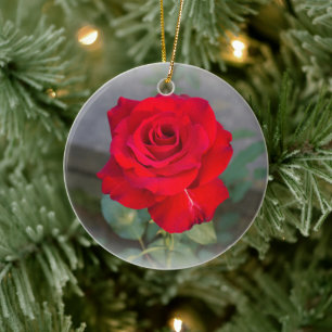 Red Red Rose Ceramic Ornament
