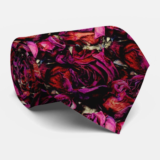 Red Red Roses Floral Neck Tie (Rolled)
