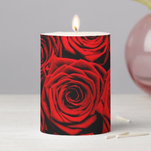 Red Red Roses Pillar Candle