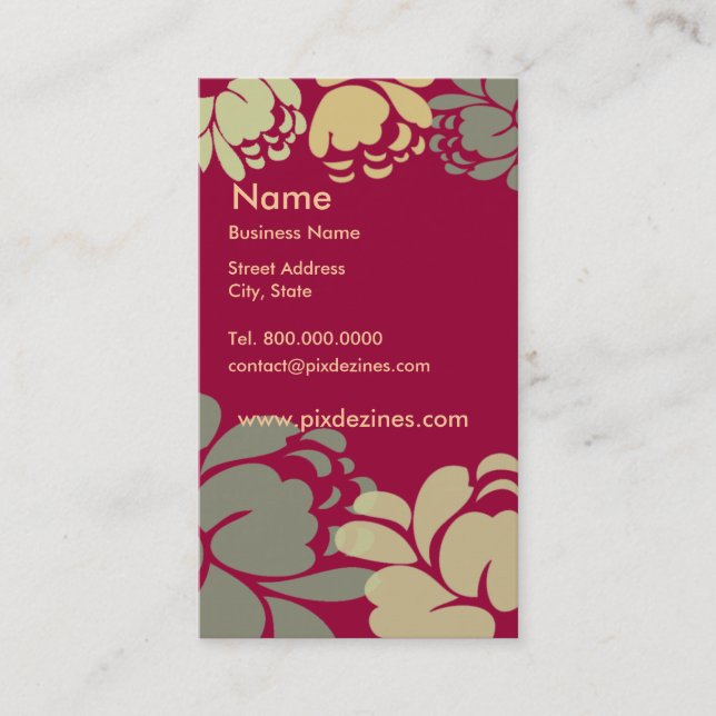 Red red wine camellia profile card, business card (Front)