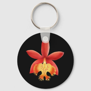 Red Reed Stem Epidendrum Orchid Flower Keychain