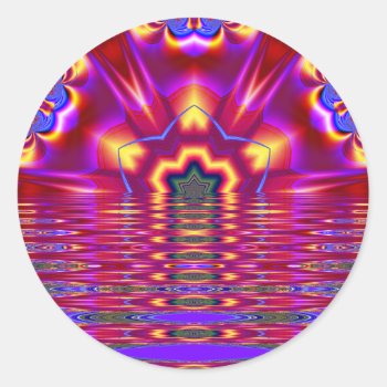 Red Reflection Fractal Art Sticker/envelope Sealer Classic Round Sticker by charlynsun at Zazzle