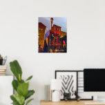 Red reflection on the streets of Philadelphia Poster