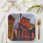 Red reflections on the street of Philadelphia Paper Plates