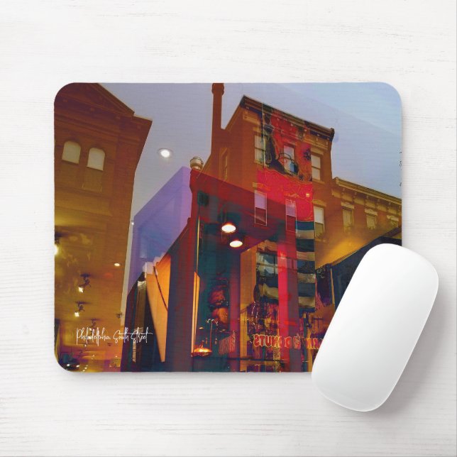 Red reflections on the streets of Philadelphia Mouse Pad (With Mouse)