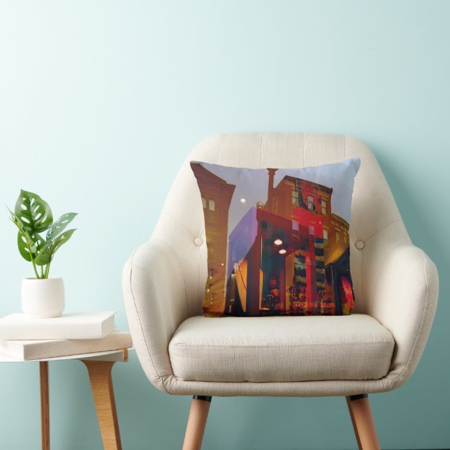 Red reflections: Streets of Philadelphia Throw Pillow (Chair)