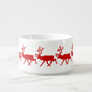 Red Reindeer / Caribou Silhouette Bowl