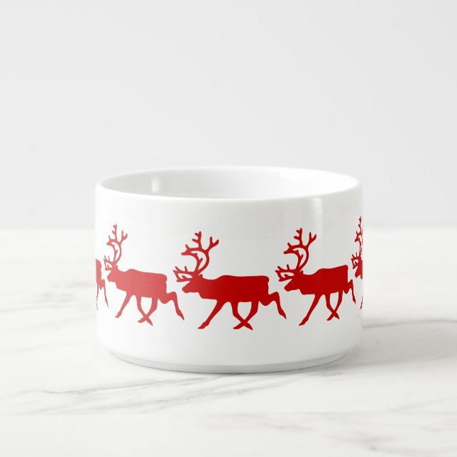 Red Reindeer / Caribou Silhouette Bowl (Center)