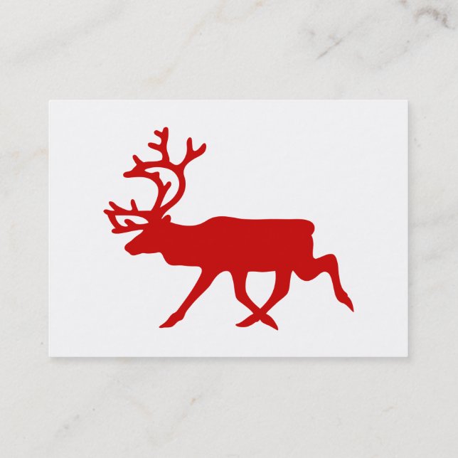 Red Reindeer / Caribou Silhouette Business Card (Back)