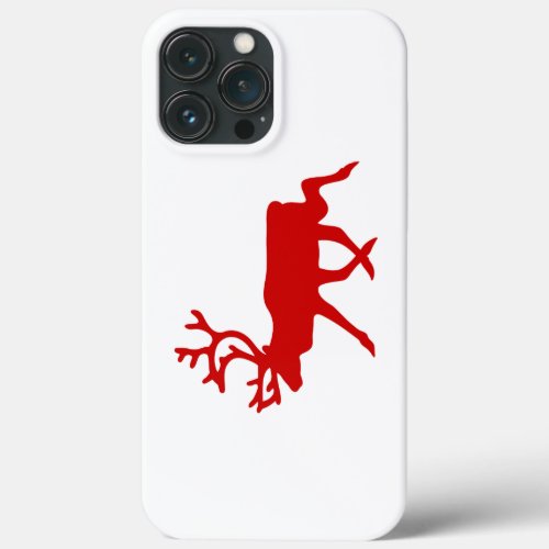 Red Reindeer  Caribou Silhouette iPhone 13 Pro Max Case