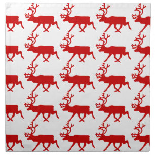 Red Reindeer / Caribou Silhouette Cloth Napkin