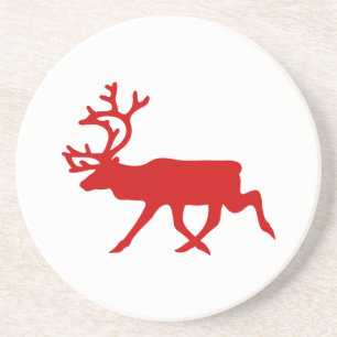 Red Reindeer / Caribou Silhouette Coaster