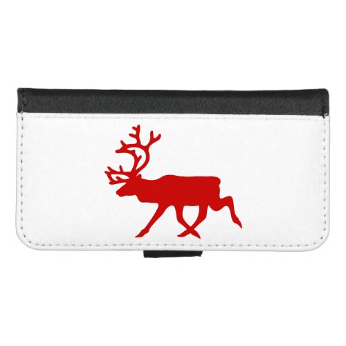 Red Reindeer  Caribou Silhouette iPhone 87 Wallet Case