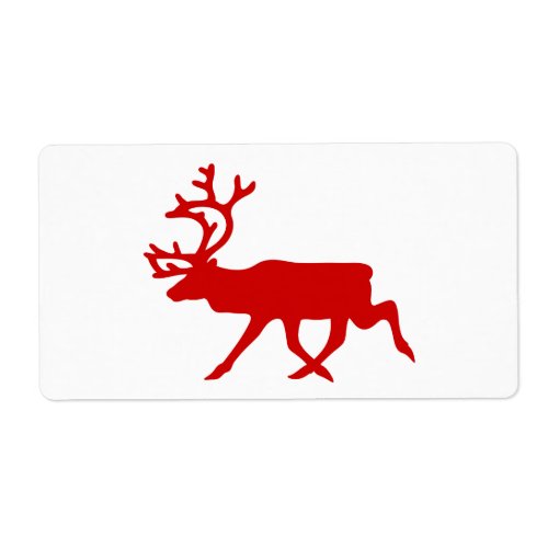 Red Reindeer  Caribou Silhouette Label