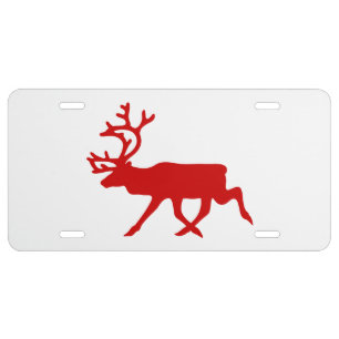 Red Reindeer / Caribou Silhouette License Plate