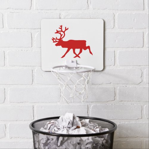 Red Reindeer  Caribou Silhouette Mini Basketball Hoop