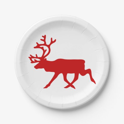 Red Reindeer  Caribou Silhouette Paper Plates