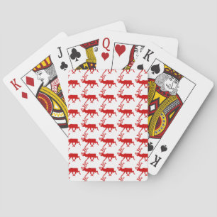 Red Reindeer / Caribou Silhouette Poker Cards