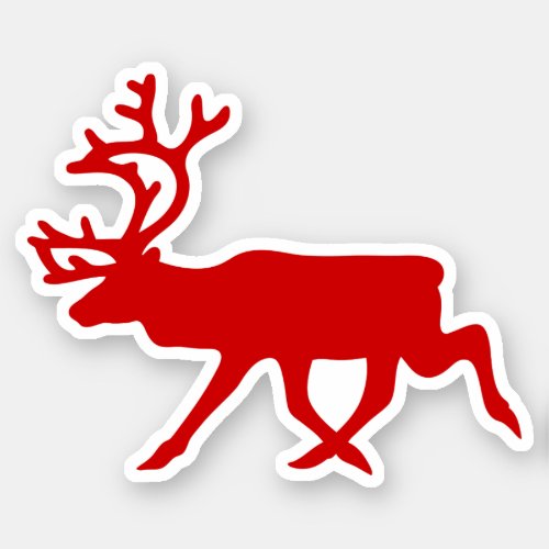 Red Reindeer  Caribou Silhouette Sticker