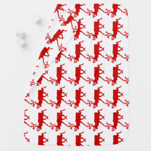 Red Reindeer / Caribou Silhouette Stroller Blanket