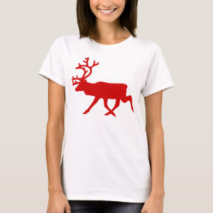 Red Reindeer / Caribou Silhouette T-Shirt