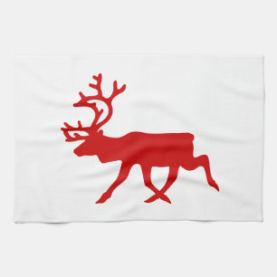 Red Reindeer / Caribou Silhouette Towel