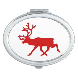 Red Reindeer / Caribou Silhouette Vanity Mirror