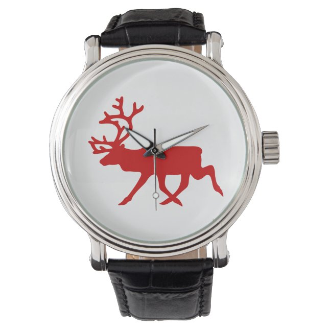 Red Reindeer / Caribou Silhouette Watch (Front)
