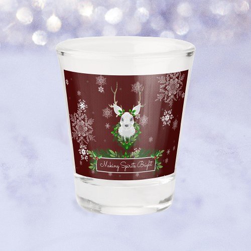 Red  Reindeer Christmas Shot glass