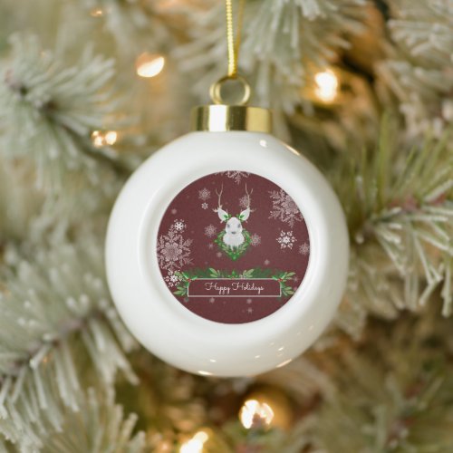 Red Reindeer Framed Ornament