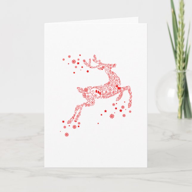 Red Reindeer, Fröhliche Weihnachten! Holiday Card (Front)