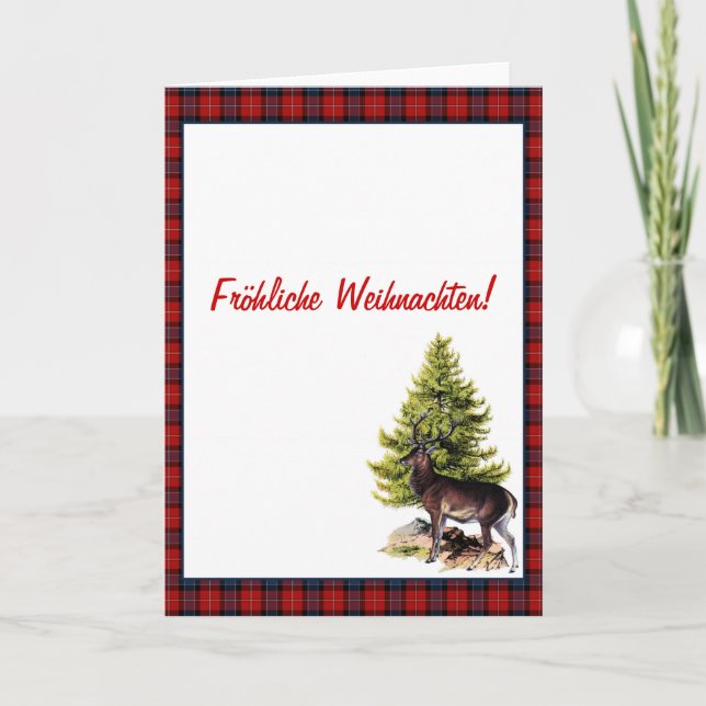 Red Reindeer, Fröhliche Weihnachten! Holiday Card (Front)