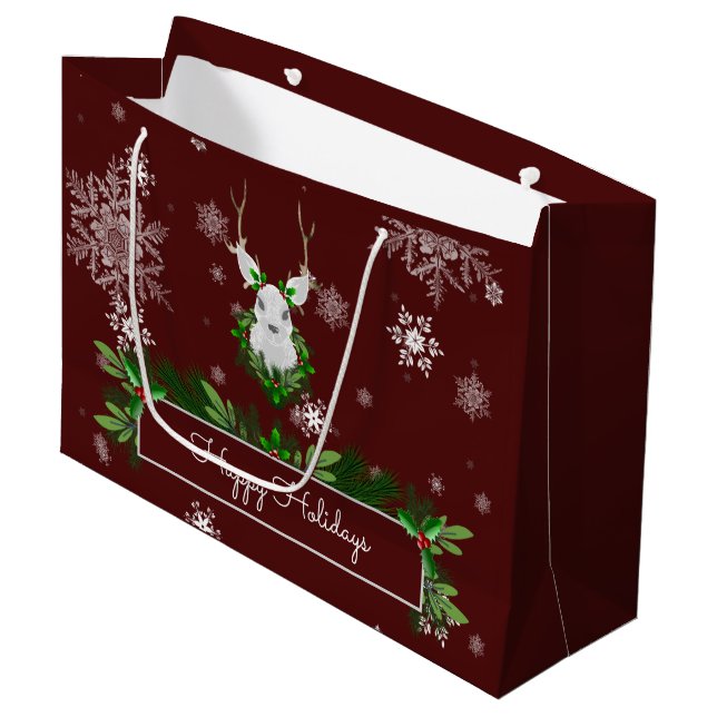Red Reindeer Gift Bag (Front Angled)