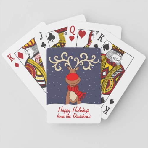 red reindeer name gift playing cards