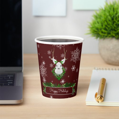 Red Reindeer Paper Cup