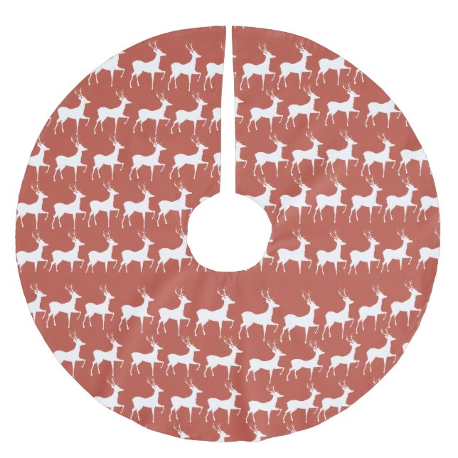 Red Reindeer Pattern Classic Christmas Tree Skirt (Front)