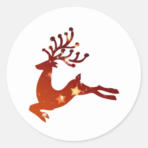 Red Reindeer silhouette _ Choose background color Classic Round Sticker