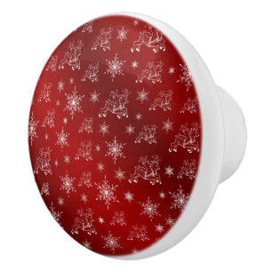 red,reindeer, star, stars, snowflake, christmas ceramic knob