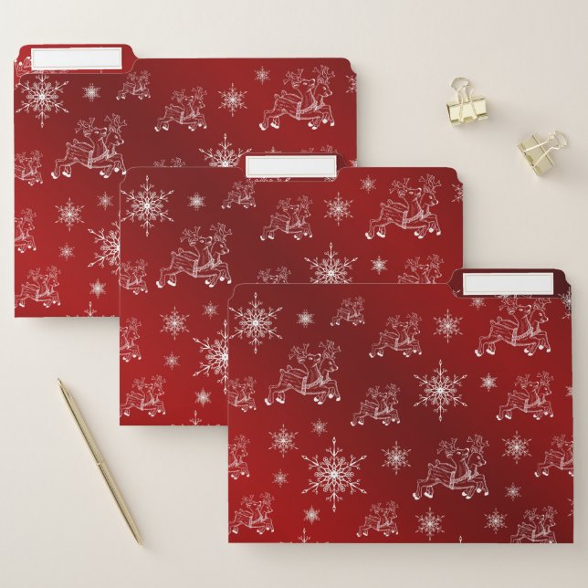 red,reindeer, star, stars, snowflake, christmas file folder (Set)