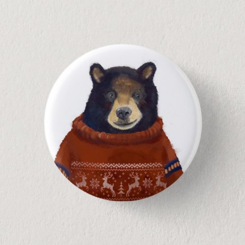 Red Reindeer Sweater Bear Button