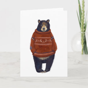 Red Reindeer Sweater Bear Card