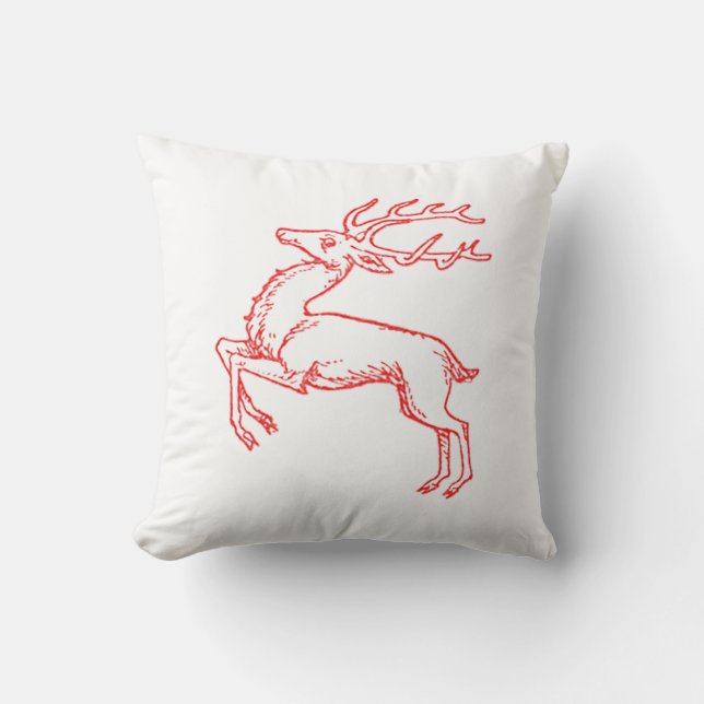 Red Reindeer Throw Pillow (Front)
