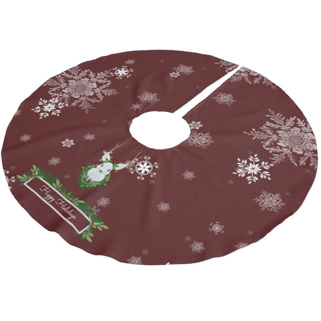 Red Reindeer Tree Skirt (Angled)