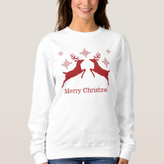 Red Reindeers And Snowflakes Merry Christmas Sweatshirt
