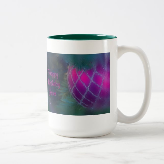 Red Religious Saying Christmas Ornament Two-Tone Coffee Mug (Right)